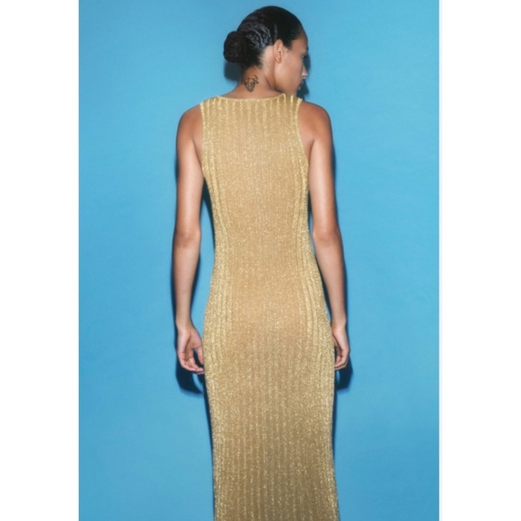 Zara gold metallic rib knit dress - Picture 3 of 7